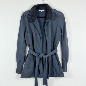 Standard James‎ Perse Washed Grey French Terry Tie Front Jacket Women's 1 Small